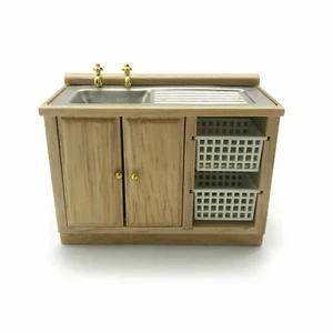 1:12 Dollhouse Furniture Kitchen Wash Basket Sink Counter top Bathroom Cabinet - Picture 1 of 12