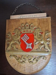 Wappen Bremen Holz handgeschnitzt Weihnachtsgeschenk Bürokunst repräsentativ - Bild 1 von 2