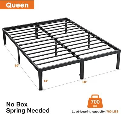Metal Queen King Full Size Bed Frame Bedroom Sturdy Steel Slat Support Bedstead - Image 1 of 4