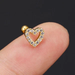 Beautiful Heart Cubic Earring Anti Allergenic 316 Stainless Steel <A4> - Picture 1 of 8