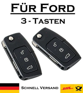 2x Klappschlüssel Gehäuse für Ford - Ersatz 3 Tasten PKW Funk Fernbedienung KS06 - Foto 1 di 4