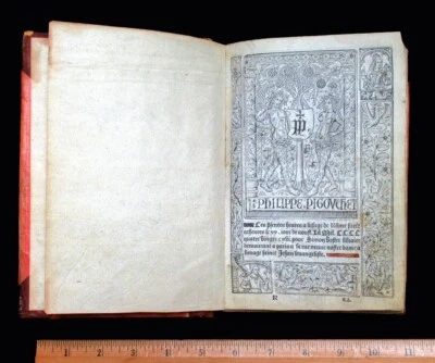 c 1496 BOOK OF HOURS & CALENDAR -  PRINTED VELLUM,  Pigouchet-Vostre ILLUMINATED - Image 1 of 4