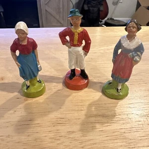 Vintage Mini Painted Terra Cotta Clay Figurine Lot Of 3 Made in Germany Vintage - Picture 1 of 9