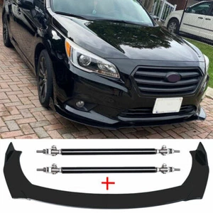 For Subaru Legacy 2009-2021 Front Bumper Lip Splitter Chin Spoiler + Strut Rods - Picture 1 of 7