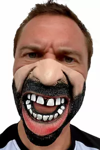 Angry Man Mask Funny Half Face Masks Black Beard Halloween Mad Costume Accessory - Picture 1 of 5