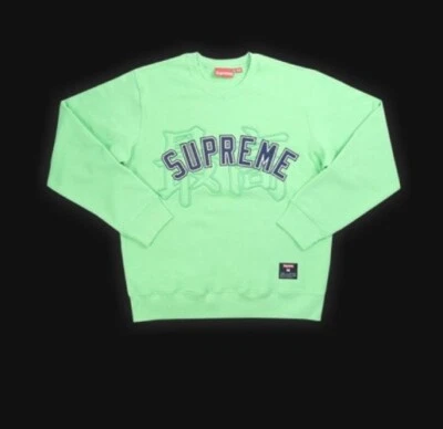 Sudadera SUPREME SS'20 "Kanji" Cuello Redondo Verde Brillante Para Hombre Talla Grande Foto 1 de 2