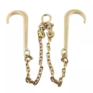 5/16" X 2' G70 Steel w/ 15" Hook V Type Transport Tow Chain For Flatbed Truck - Picture 1 of 8