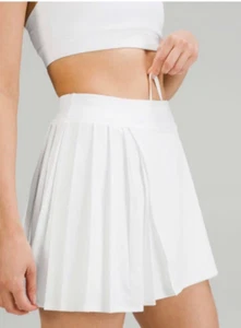 Lululemon Athletica Asymmetrical Pleated Tennis Skirt Skort 4 White Pickleball - Picture 1 of 11