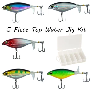 5PC Topwater Bait Tail Spinner Fishing Lure Kit Bass Trout Walleye Pike Crappie - Picture 1 of 16