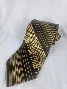 Vintage OSCAR DE LA RENTA collo marrone/abbronzatura righe TESSUTO seta UOMO - Foto 1 di 3