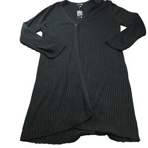 Venezia Jeans Womens Duster Cardigan Sz 18/20 Black Ribbed Knit NWT - Picture 1 of 12