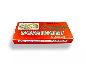 Vintage Halsam Double Nine Wooden Dragon Dominoes #920 Game 53 Pieces 9 Wood CIB - Picture 1 of 24