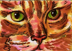 ACEO Orange Tabby Cat - Miniatur Aquarell - Katzenliebhaber Geschenk - Bild 1 von 4