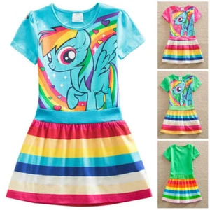 New Short Sleeve My little Pony Princess Girls Dress Casual Party Kids Clothes - Picture 1 of 7