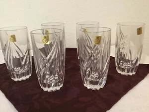 Set of 6 Bleikristall GERMANY Crystal Highball/Water 6" GLASSES - New - Picture 1 of 6