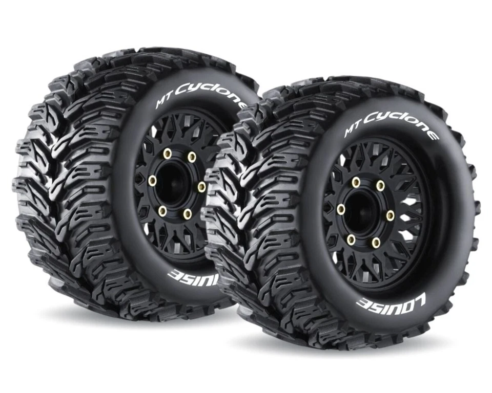 LOUISE MT Cyclone 1/10 Reifen auf Felge schwarz mit tauschbare Radmitnehmer ... - Bild 1 von 1