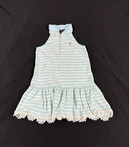 Polo Ralph Lauren Girl Light Green Striped Sleeveless Dress S(7) - Picture 1 of 9