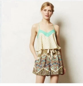 Elevenses Anthropologie Mintaka Geometric Print Romper Playsuit Size 4 Boho - Picture 1 of 6