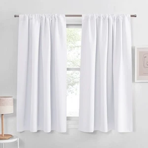 Curtains 45 inch Length - Window Drapes Double Panels Home Decor Rod Pocket C... - Picture 1 of 9