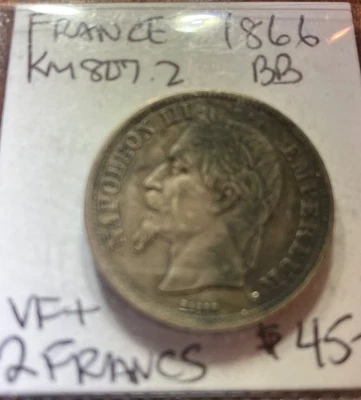 1866 BB FRANCIA 2 FRANCOS, MUY FINO+ KM #807,2 Foto 1 de 3