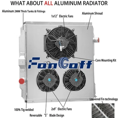 3-Row Radiator Shroud Fan Fits Hummer H1 6.6L 1992-01 AM General Hummer 2002-04 Foto 1 de 4