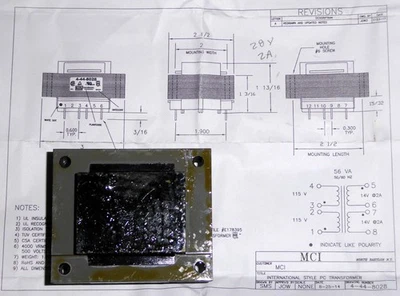 MCI Transformer 4-44-8028 28V @ 2A Center Tapped - Image 1 of 4
