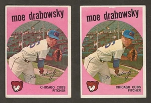 Variation Pair 1959 Topps #407 MOE DRABOWSKY, Cubs, Correct & Box Border, VG/EX - Picture 1 of 5