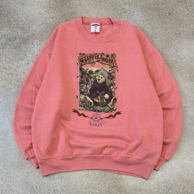 Sudadera Vintage Años 90 Boyd Bears Life Is Sweet Cuello Redondo XL Rosa Abuela Peluche Foto 1 de 4