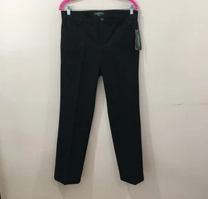 LAUREN RALPH LAUREN Adele Chino Pants Black Womens 10 Classic Preppy Academia - Picture 1 of 9