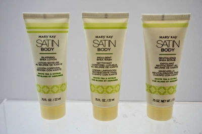Mary Kay Satin Body Wash Scrub Lotion WHITE TEA & CITRUS .75 oz each Travel Size - Image 1 of 4