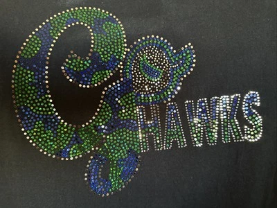 Camiseta para mujer Seattle Seahawks de algodón con cuello en V con azul y verde Bling Foto 1 de 4