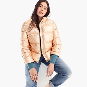 J.Crew Rosegold Metallic kurze gefütterte Jacke mit Primaloft neu mit Etikett $ 198 - Bild 1 von 2