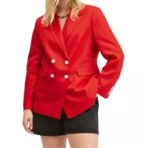 MANGO zweireihig Leinen Baumwolle Anzug Blazer Hose Set rot übergroß Gr. 1XL - Bild 1 von 16