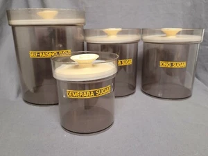Erik Kold Plast MCM DENMARK vintage Tubberware Cannisters 70's 80's Set Of 4 - Picture 1 of 12