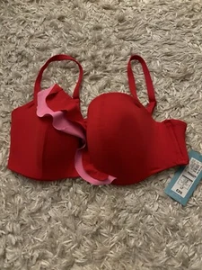 NEW M&S 36D BIKINI TOP PINK MIX - Picture 1 of 11