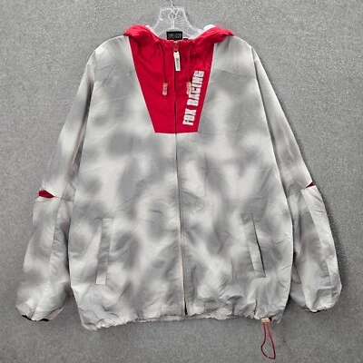 VINTAGE Fox Racing Men Jacket Medium Red Tie Dye Gray Windbreaker Full Zip READ - Image 1 of 4