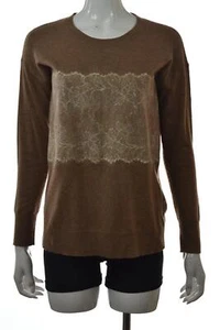 J Crew Mujer Suéter Talla S Marrón Claro Encaje Cuello Redondo Mangas Largas Prenda para el torso de Lana - Imagen 1 de 5