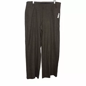 Old Navy Plaid Dress Pants Womens High Rise Brown Wide Leg Size XL 31” In - Picture 1 of 7