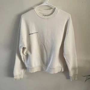 Pangaia Organic Cotton Crew Neck Sweatshirt Womens XXS White Athleisure - Flawed - Picture 1 of 10