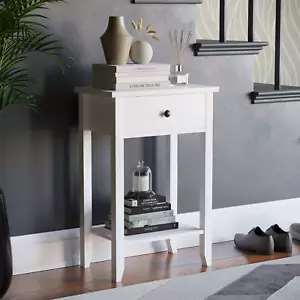 Console Table 1 Drawer White Storage Wood Side Sofa Hallway Entrance Furniture - Picture 1 of 7