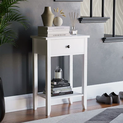 Console Table 1 Drawer White Storage Wood Side Sofa Hallway Entrance Furniture - Image 1 of 4