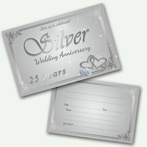 Silver Wedding 25th Anniversary Invitations Invites WRITE ON