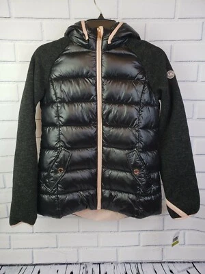 Michael Kors Big Girls Hooded Black Puffer Jacket - Size 14  - Image 1 of 4