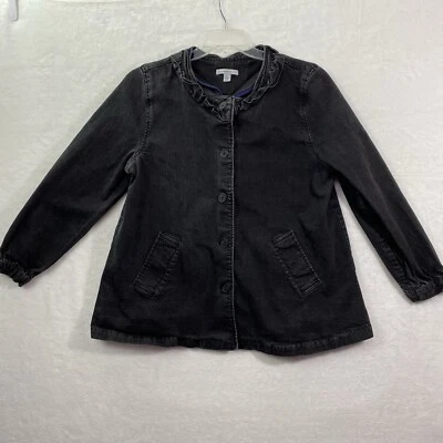 Isaac Mizrahi Live! Chaqueta Denim Cuello Volantes Mujer Grande Negra Lavada Foto 1 de 4
