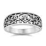 Antiqued Floral Heart Plumeria Filigree Ring - 925 Sterling Silver Band (Sizes 4-12)