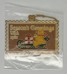 Winco Intl USPS 1981 Seasons Greetings Stamp VTG Christmas Ornament Metal Enamel - Picture 1 of 2