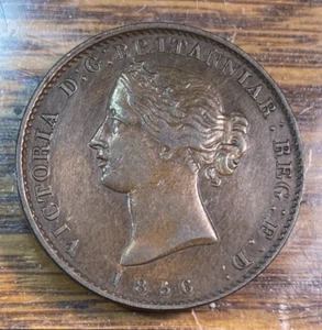 1856 Nova Scotia 1/2 Penny Token Super AU with Overdate & Die Break KM-5 CHRC - Picture 1 of 2