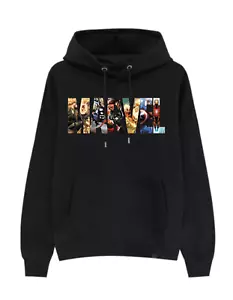 Black Marvel hoodies sweatshirt 320GSM DTF printing super quality wholesale rate - Imagen 1 de 6