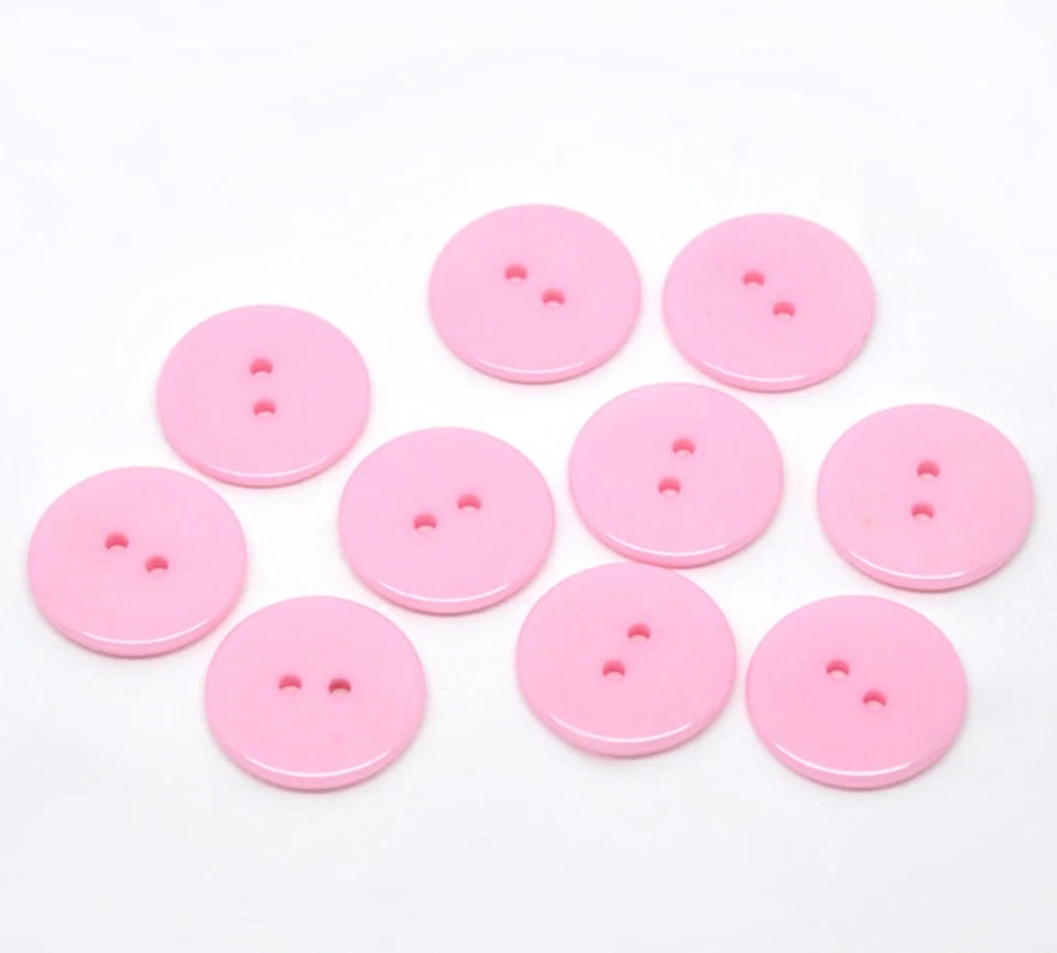 Baby Pink Plain Round 2 Hole Sewing Buttons 9mm / 11mm / 15mm / 18mm / 23mm - Image 1 of 1