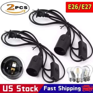 2X E26 E27 Light Bulb Socket to Wall Outlet Plug Adapter On/Off Switch 6FT Cord - Picture 1 of 11